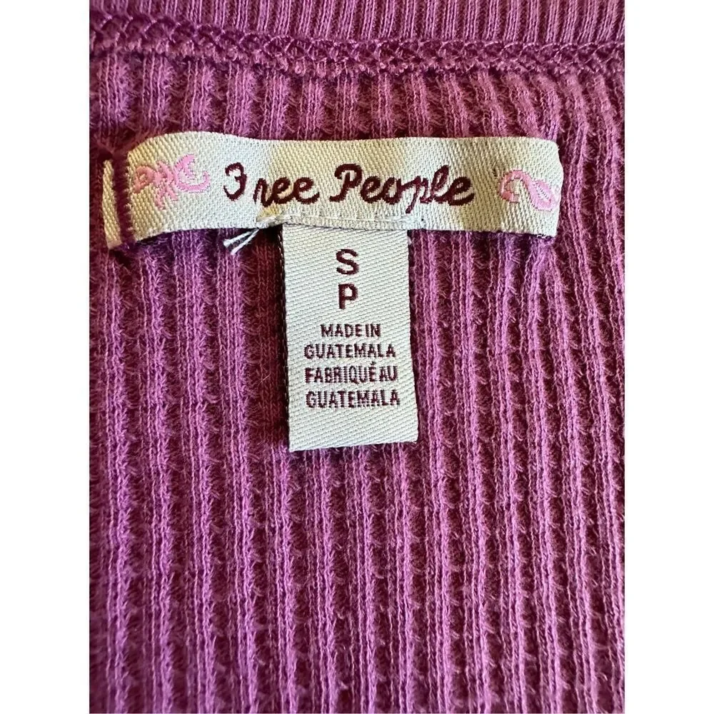 NWT Free People Thermal‎ Womens Small Mulberry Santa Clara Shirt Top V Neck